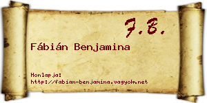 Fábián Benjamina névjegykártya